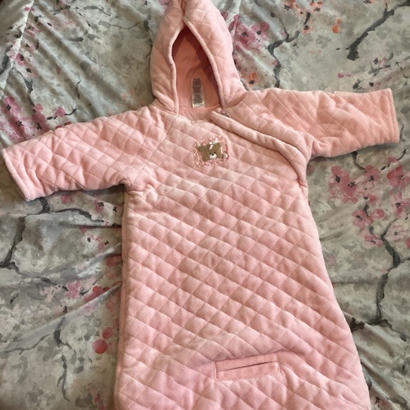 Baby Girl Pink Bunting 0 - 9 Month Bear detail Winter Travel Infant 3 6 9 month - Picture 1 of 2